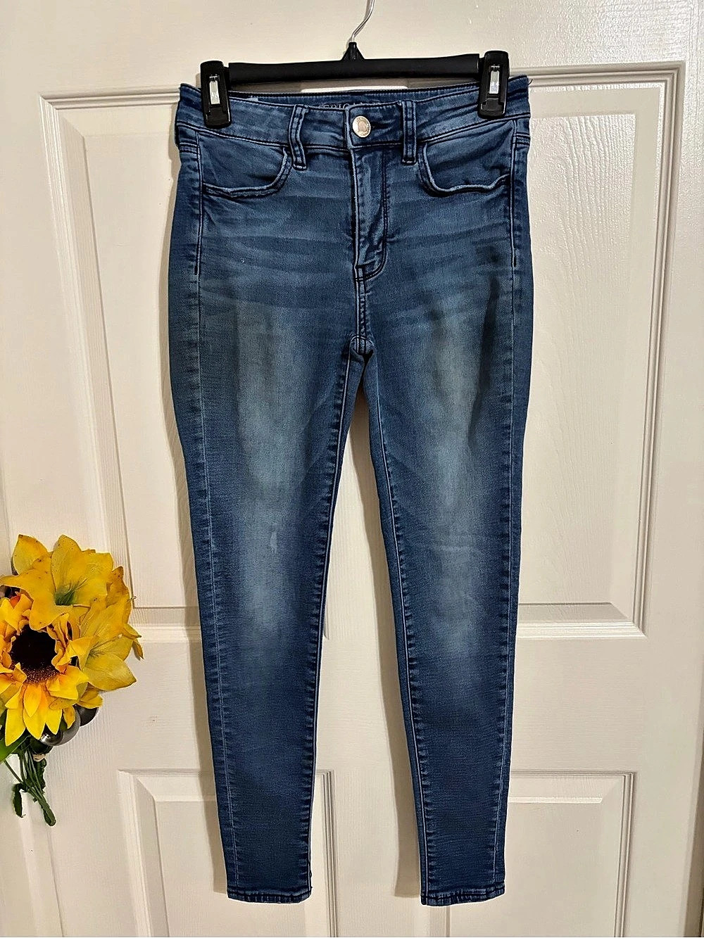 American Eagle Super Stretch Skinny Jeans in Blue Waist 2